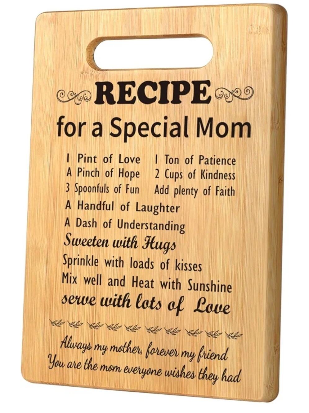 Recipe for a Special Mom Bamboo Cutting Board NEW